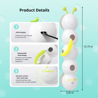 Gusano Loco Interactivo para Gatos 🐛 – Juguete Automático con Sensor de Movimiento